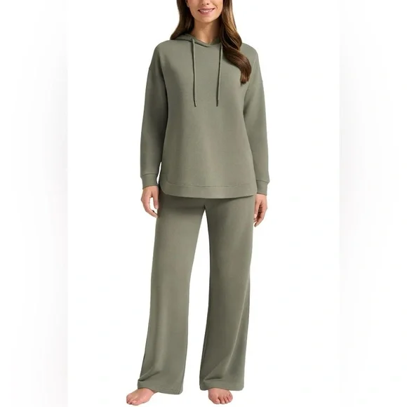 Women's Olive Green Lounge Hoodie & Pants Set - Picture 1 of 4